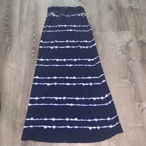 Women’s Blue and White Tie Dye Maxi Skirt